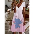thumbnail image 5 of Vestido con estampado de Lilo y Stitch de Disney para mujer, largo hasta la rodilla, cuello en V, informal, elegante, diseño de moda, nuevo Y2K, verano 2024, 5 of 5