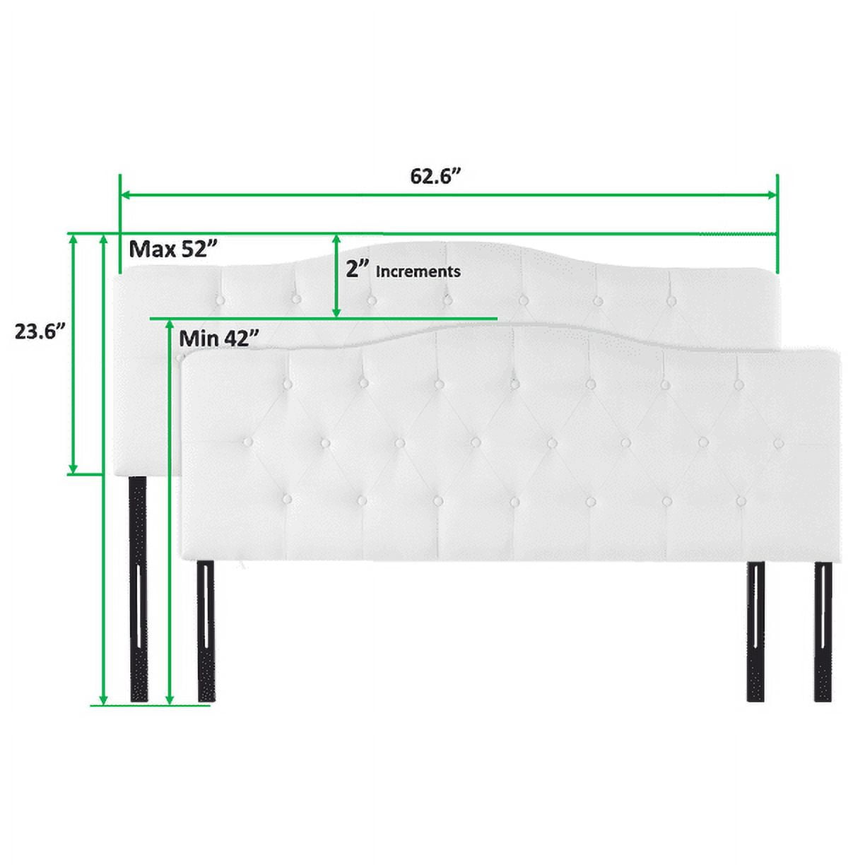 Naomi Home Cassandra Queen size headboard only, Height Adjustable Queen Size Headboard, Button Tufted Headboard with 12 Positions, Metal Legs, Wall/Bed Mount, Linen Fabric headboard Queen, White