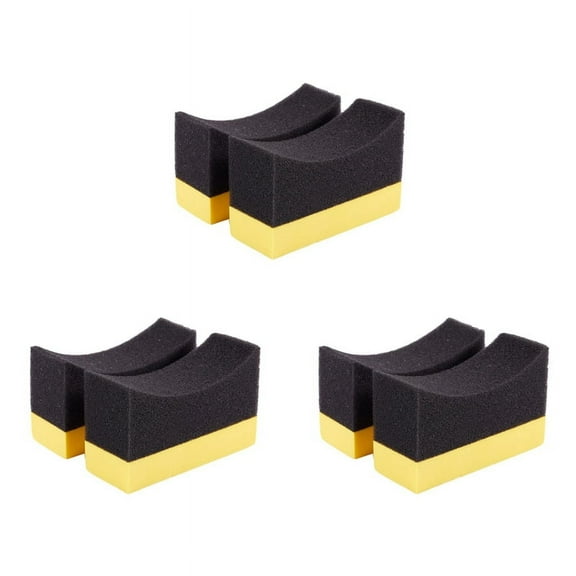 6X Contoured Auto Wheels Brush Sponge Tools Applicator Special for Tire Hub Cleaning Dressing Waxing Polishing