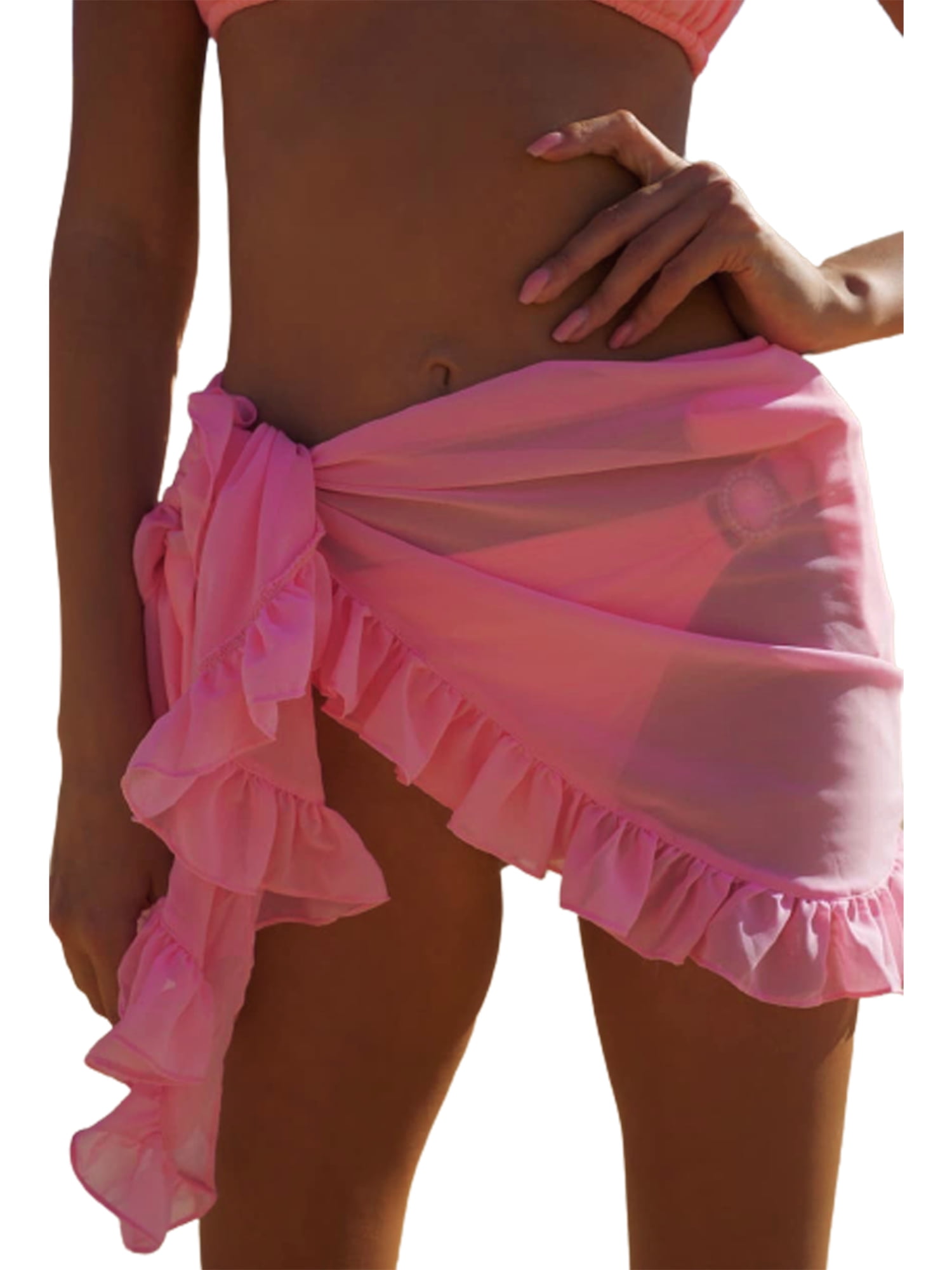 SUNSIOM Womens Bikini Cover Ups Beach Wrap Skirt Sarongs Tassel Swimsuit  Cover-up Thin Mini Ruffle Skirt