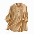 thumbnail image 2 of Chemises pour Femmes, Chemises à Manches 3/4 pour Femmes, Chemise Ample à Col Rond Imprimée pour Femmes avec Haut à Manches Trois Quarts, 2 of 8