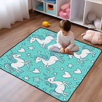 WOBOGO A Pattern with Cute Cartoon Unicorns Baby Playmats Extra Large Waterproof Rollable Activity Pads for Toddlers 50×50inch