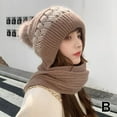thumbnail image 4 of Korean Scarf Integrated Womens Scarf Hat Cycling Warm Ear Winter Plush Hat Protection Hat, 4 of 7