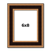 6x8 Frame Gold Brown Plein Air Vintage Solid Wood Picture Frame | 1.75 Inches Moulding Width |