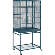 Renwick 53.5"H Large Rolling Metal Pet Cage with Detachable Stand， Navy Blue