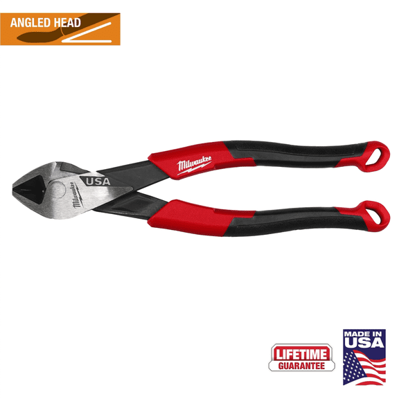 Milwaukee Tool 8 Inch Angled Head Diagonal Comfort Grip Cutting Pliers (USA)