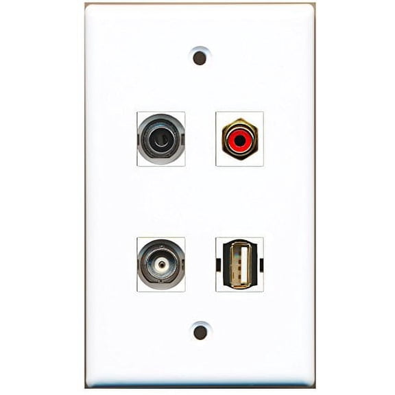 RiteAV - 1 Port RCA Red 1 Port USB A-A 1 Port 3.5mm 1 Port BNC Wall Plate