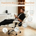 thumbnail image 2 of ZUNMOS Home Office High Back Reclining Desk Chair with Footrest, Big and Tall Adjustable Height PU Leather Executive Computer Task Chair with Leg Rest and Lumbar Support, Armrest, White, 2 of 8