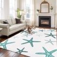 thumbnail image 3 of Teal Starfish Coastal Washable Rug 5x7 Area Rugs for Living Room, Summer Beach Ocean Large Bedroom Rug Soft Non-Slip Low Pile Floor Carpet for Dining Room Kitchen Office Laundry Nursery, 3 of 9