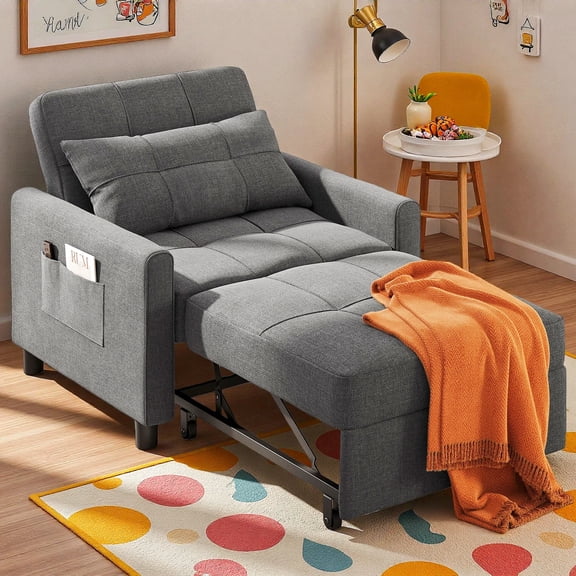 Recliner Chair,3 in 1 Convertible Sofa Bed with Adjustable Backrest for Office,Bedroom,Dark Gray