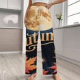thumbnail image 2 of Thanksgiving Pumpkins Fall Leaves Pajamas Leisure Trousers Soft Warm Sleepwear Bottoms Loose Retro Nightwear, 2 of 6