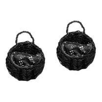 2 PCS Hanging Planter Wall Decoration Basket Wicker Weaving Flower Pot Storage