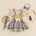 thumbnail image 3 of Okbabeha Summer Baby Girl Clothes Toddler Short Sleeve Romper + Suspender Skirt + Headband 3pc Set Newborn Outfits, 3 of 7