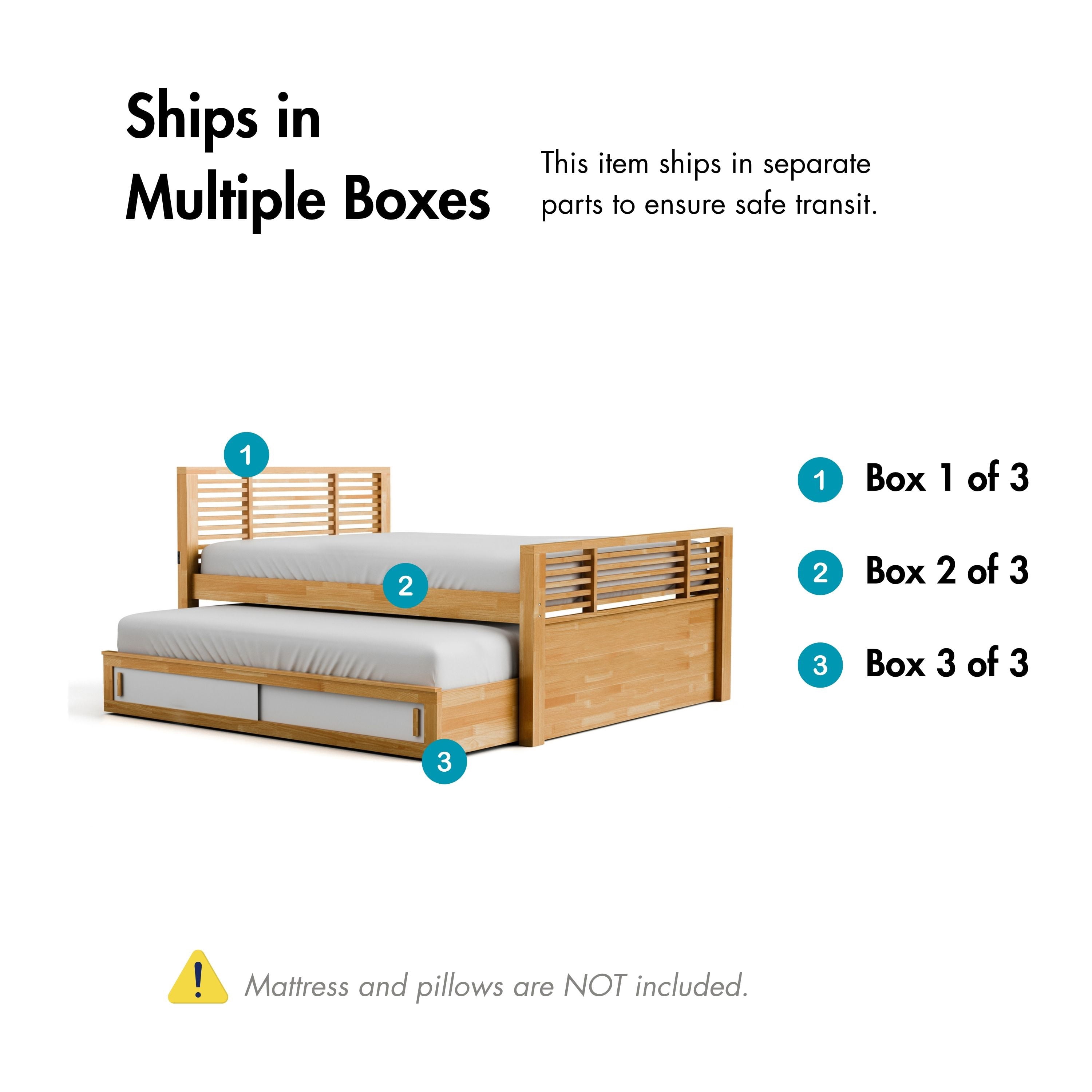 Furniture of America Corwin Solid Wood Full Captain Bed with Trundle, Light Oak