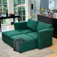 thumbnail image 3 of Ainfox 4 Piece Upholsterd Storage Modular Couch Set with Ottoman, Reversible Sleeper Couches, Modular Sectional Sofas Seats Forest Green, 3 of 7