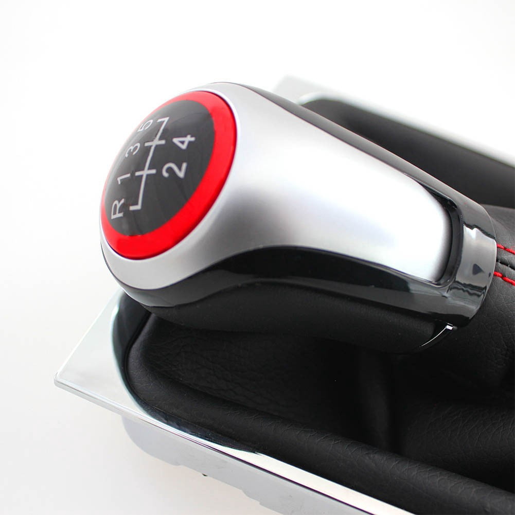 SPRING 5 Speed Speed Manual Gear Shift Knob With Leather Boot Collar Case Cover For Passat For B6 2005-2011 Interior Part