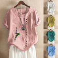 thumbnail image 4 of Women's Loose Casual Short Sleeve Floral Chiffon Tops T-Shirt Blouse, 4 of 5