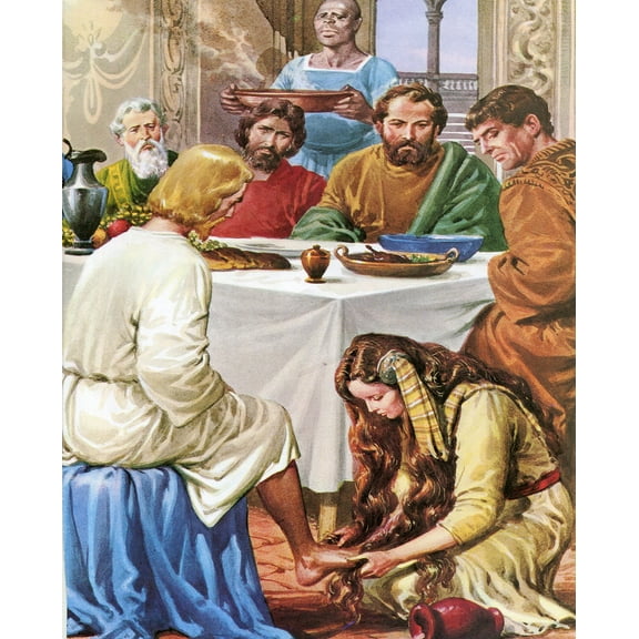 Catholic print picture - Mary Magdalene Washes Jesus Feet T - 8" x 10" ready to be framed