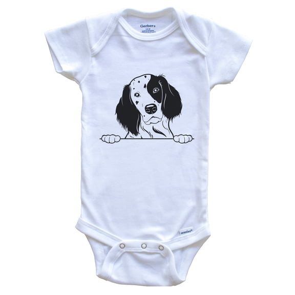 English Setter Dog Breed Drawing Cute Baby Bodysuit, 0-3 months white