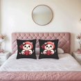 thumbnail image 2 of Set of 2 18x18in Throw Pillow Covers - Cute Cartoon Cat Design with Red Hoodie & Heart Perfect for Couch Bed or Car Decor, 2 of 8