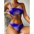 thumbnail image 4 of SWSMCLT Women's Beach 3 Piece Swuimsuit Autumn Spring Break Brief Elasthane Cheeky Elastic Band Bikini Bathing Suit Purple Large, 4 of 5