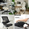 thumbnail image 2 of SCRAWLGOD Daisy Bee White 3 Pieces Removable Office Chair Cover with Arm Slipcovers Stretch Non-Slip Desk Chair Seat Protector Crease Resistant Boss Chair Covers, L, 2 of 7