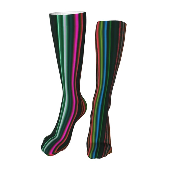 Kdxio Colorful Stripes Funny Silky Novelty Funky Long Knee High Socks Soft 3D Print Cosplay Crazy Stockings for Men Women