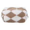 thumbnail image 6 of Portable Cosmetic Bag Travel Makeup Bag Storage Bag Plaid Pattern Terry Cloth Khaki White, 6 of 6