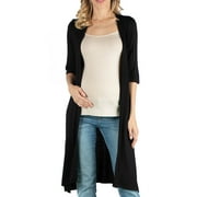24seven Comfort Apparel Half Sleeve Open Front Maternity Cardigan with Side Slit,M013371Made In The USA Made In The USA