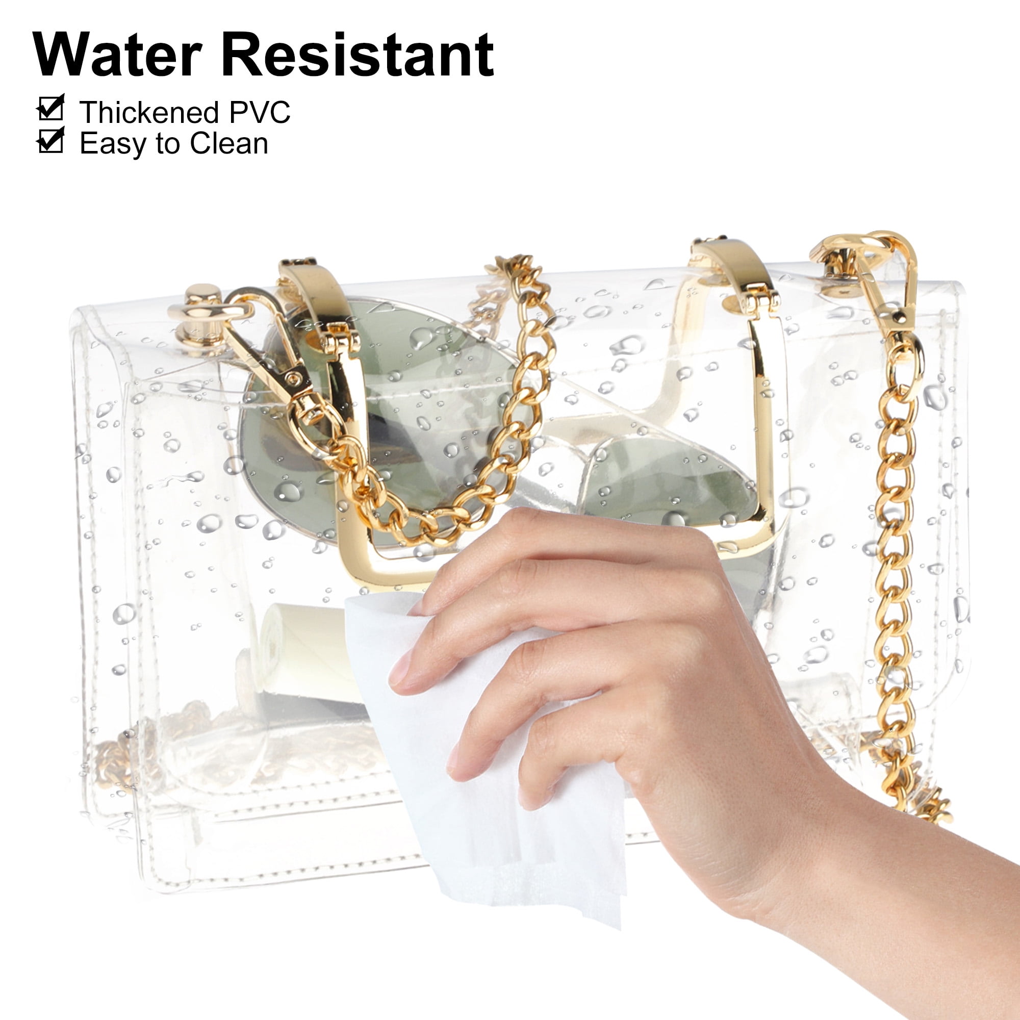 Clear Purse for Women, Clear Crossbody Bag Stadium Approved, Clear Handbag  Clear Clutch Purses with Magnetic Snap Closure Clear Purse-gold