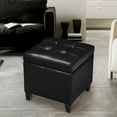 thumbnail image 6 of Black PU Leather Square Storage Ottoman Lift Top Footstool with Wood Legs, 18"x18"x18", 6 of 8