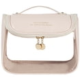 thumbnail image 2 of Clear Toiletry Bag with Hanging Hook Makeup Bag Cosmetic Bags for Women Traveling Organizer Make up Waterproof Travel Bags (Beige), 2 of 8