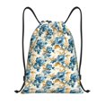 thumbnail image 1 of Xecao Vintage Blue Flowers Pattern Sports Drawstring Backpack - String Swim Gym Bag with Wet Proof Pocket for Women&Men-Small, 1 of 6