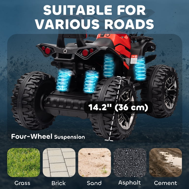Aosom Kids ATV, 12V 4 Wheeler Ride on Quad Car Toy with Music