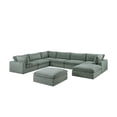 thumbnail image 2 of Modular Sectional Sofa Sage Corduroy Large Family 8pc Living Room Set 3x Corner wedge 3x Armless Chairs 2x Ottomans, 2 of 10