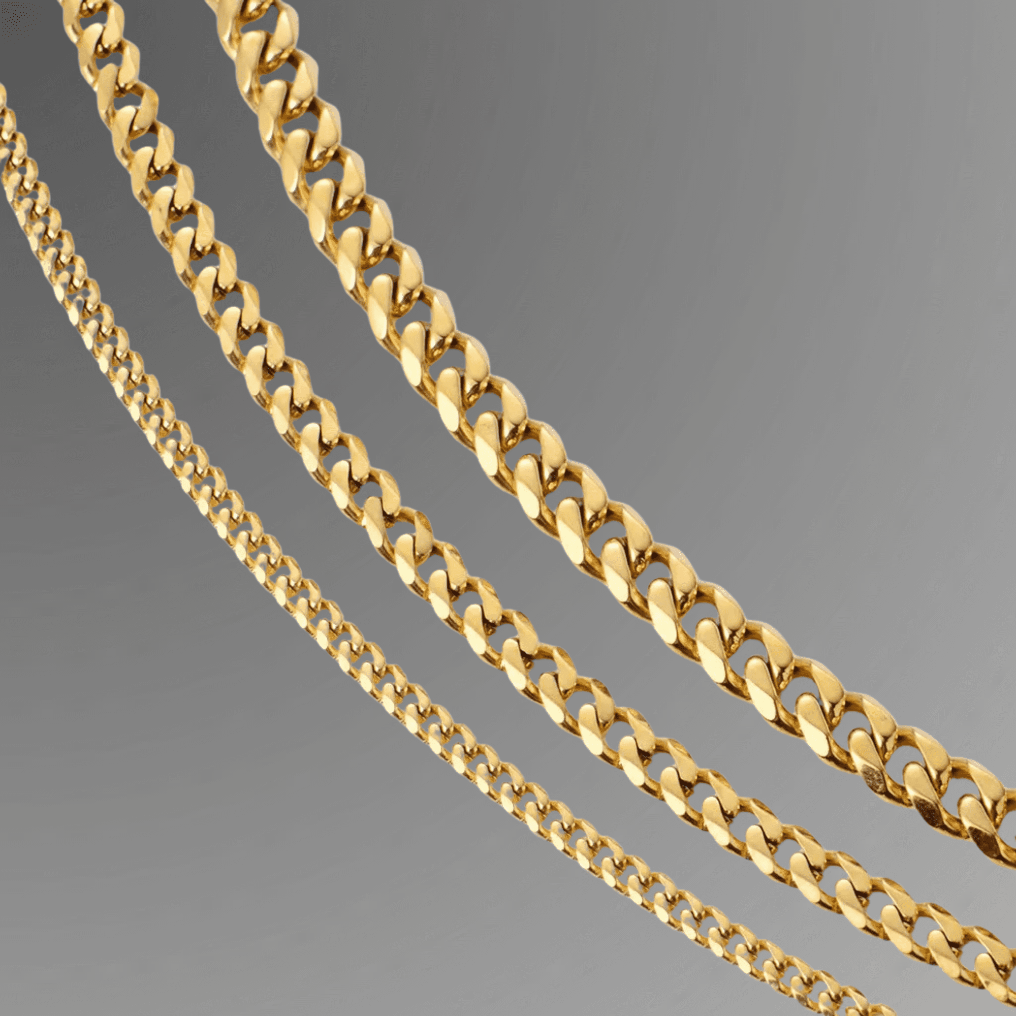 18K Gold PVD Stainless Steel Cuban Necklace, 3.5mm Width, 18-Inch Length