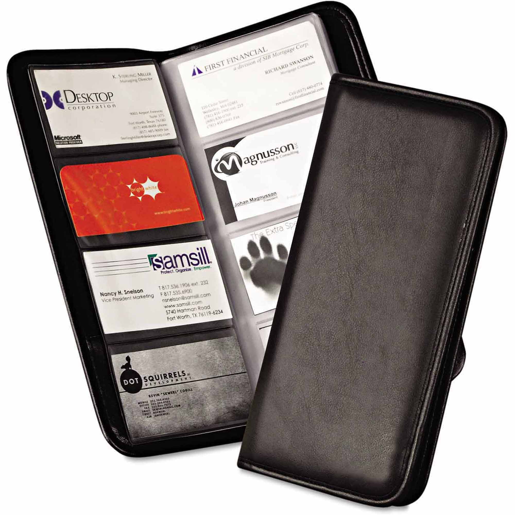 Samsill Regal Leather Business Card Wallet Holds 25 2 x 3 1/2 Cards, Black - www.bagssaleusa.com