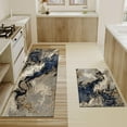 thumbnail image 4 of Modern Abstract Kitchen Mat Set of 2,Modern Farmhouse Kitchen Rugs and Mats Non Skid Washable,Blue Marble Runner Rugs with Rubber Backing for Kitchen Decor and Accessories (17"x47"+17"x30"), 4 of 6
