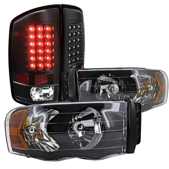 Spec-D Tuning Euro Black Headlight   Rear Led Tail Lights for 2003-2005 Dodge Ram 1500 2500 3500 Left   Right Pair