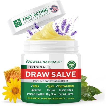 Owell Naturals Drawing Salve for Ingrown Hair, Boil & Cyst, Splinter Remover, 2 fl oz