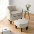 thumbnail image 3 of Costway Barrel Club Chair with Ottoman Set Footrest Curved Back & Removable Seat Cushion Beige, 3 of 10