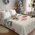 thumbnail image 3 of Christmas Xmas Flannel Blanket for Bed,Travel and Camping, Balls Red Poinsettia Berry Retro Letter Super Soft Cozy Blanket for All Seasons 32"x48", 3 of 9