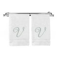 thumbnail image 3 of Monogrammed Hand Towel, Personalized Gift, 16 x 30 Inches - Set of 2 - Silver Embroidered Towel - Extra Absorbent 100% Turkish Cotton- Soft Terry Finish - For Bathroom, Kitchen and Spa- Script V White, 3 of 3