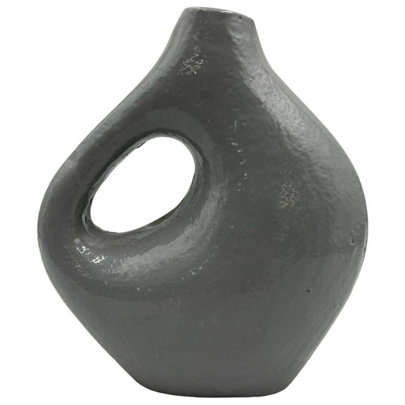 Bergamo Art 7.5 Inch Tall Decorative Handmade Aluminum Jug Flower Vase in Grey
