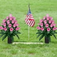 thumbnail image 2 of Sets Artificial Cemetery Flowers,Outdoor Grave Decorations Roses,Beautiful Arrangements Bouquet with Cemetery Vase,Lasting and Non-Bleed Colors (Light Pink), 2 of 5
