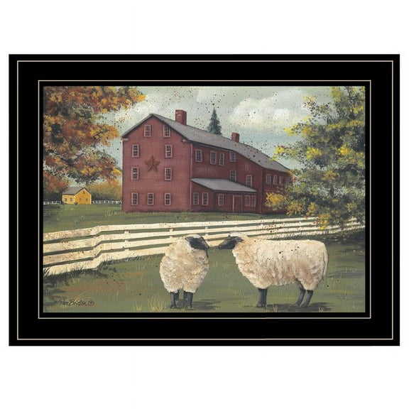 Hancock Sheep By Pam Britton Printed Framed Wall Art Wood Multi-Color