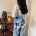 thumbnail image 4 of Sunyuer Women Vintage Washed Denim Messenger Bag, Large Capacity Casual Crossbody Shoulder Bag, Adjustable Strap Multi Pocket Fashion Denim Satchel Purse for Travel Daily Commute, 4 of 8
