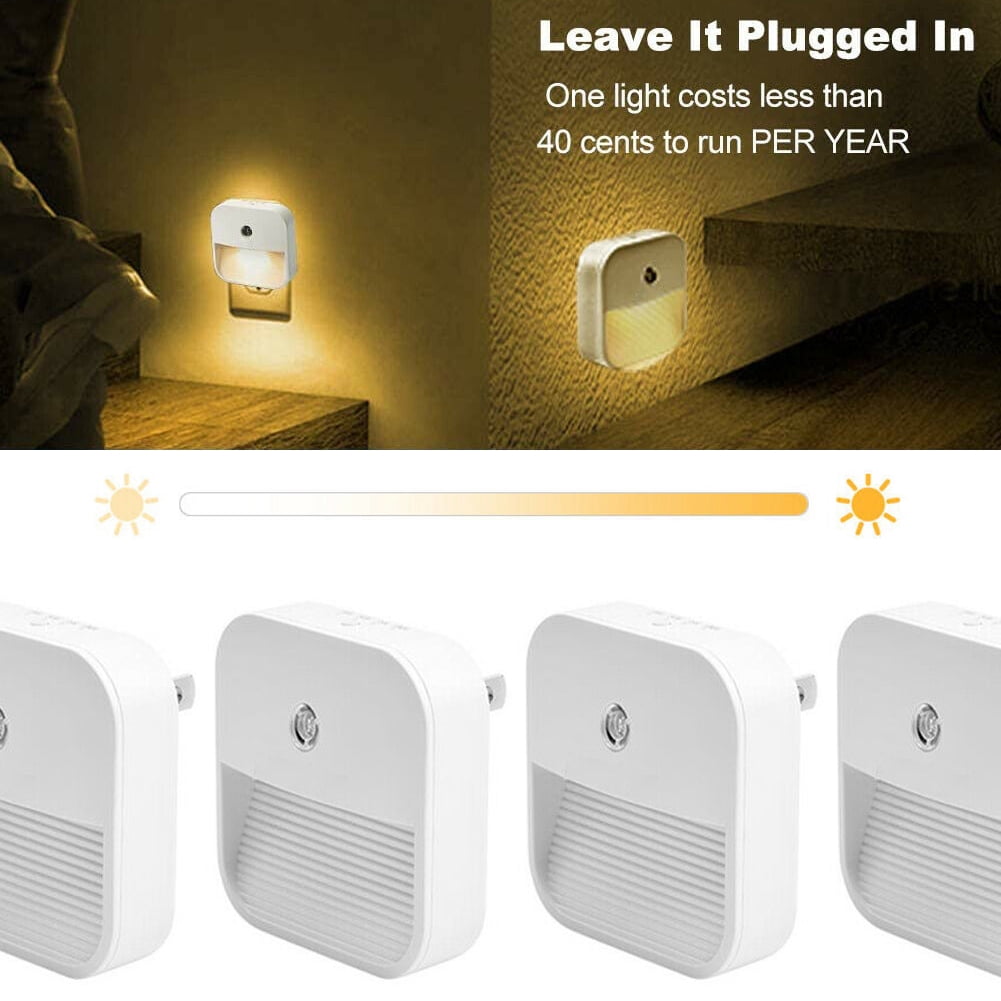 LED Night Plug in With Auto Dusk to Dawn Sensor for Bedroom Hallway  Light Lamp 