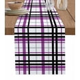 thumbnail image 7 of Purple Black Grey Plaid Table Runner-Cotton Linen- 120 Inch Holiday Dresser Scarves, Simple Check Stripes Lines Country Tablerunner for Kitchen Coffee/Dining Living Room Dinner Scarf Décor 13x120, 7 of 7
