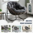 thumbnail image 4 of Villeston Outdoor Rattan Rocking Chair, Striped Upholstery, Gray, 4 of 9